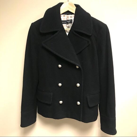 👠Black Rivet wool black pea  coat. Size 10 - Picture 1 of 8